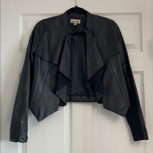 Cropped ruffle front jacket